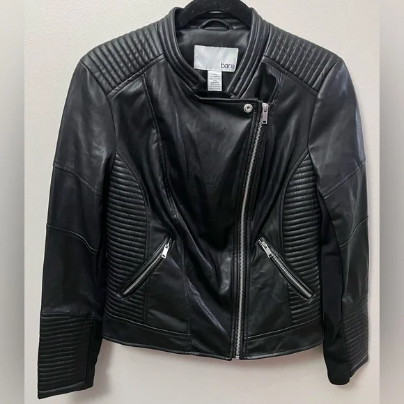 NWOT Bar III Quilted Black Leather Jacket - Picture 3 of 12